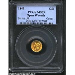 1849 G$1 Open Wreath MS63 PCGS.