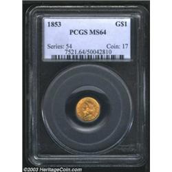 1853 G$1 MS64 PCGS.