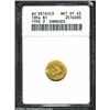 Image 1 : 1854 G$1 Type Two--Damaged--ANACS. AU Details, Net XF45.