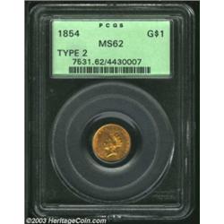 1854 G$1 Type Two MS62 PCGS.