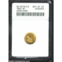 1855 G$1 --Scratched--ANACS. AU Details, Net XF45.