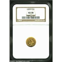 1855 G$1 AU58 NGC.
