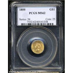 1855 G$1 MS62 PCGS.