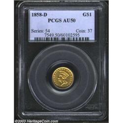 1858-D G$1 AU50 PCGS.