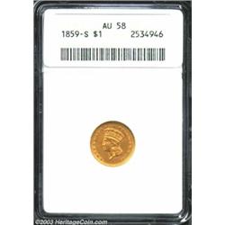 1859-S G$1 AU58 ANACS.