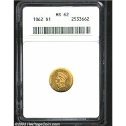 1862 G$1 MS62 ANACS.
