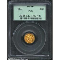 1862 G$1 MS64 PCGS.