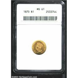 1870 G$1 MS61 ANACS.