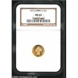 1873 G$1 Open 3 MS62 NGC.