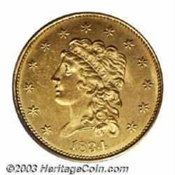 1834 $2 1/2 MS62 PCGS.