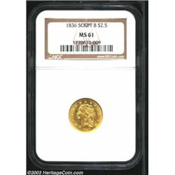 1836 $2 1/2 Script 8 MS61 NGC.