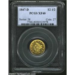1847-D $2 1/2 XF40 PCGS.
