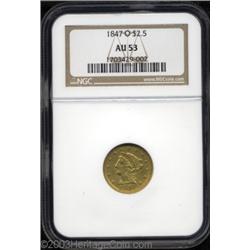 1847-O $2 1/2 AU53 NGC.