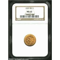 1853 $2 1/2 MS63 NGC.