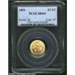 1853 $2 1/2 MS64 PCGS.