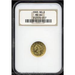 1905 $2 1/2 MS64 NGC.