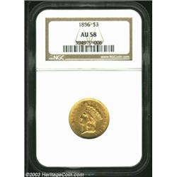 1856 $3 AU58 NGC.