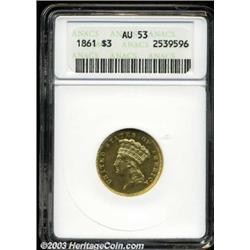 1861 $3 AU53 ANACS.
