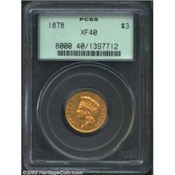 1878 $3 XF40 PCGS.