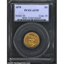 1878 $3 AU55 PCGS.