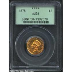 1878 $3 AU58 PCGS.