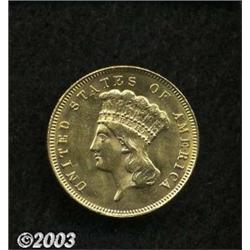 1878 $3 MS60 Cleaned Uncertified.