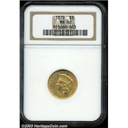 1878 $3 MS62 NGC.