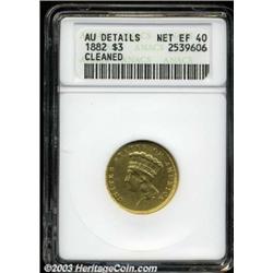 1882 $3 --Cleaned--ANACS. AU Details, Net XF40.