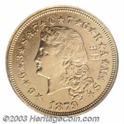 1879 $4 Flowing Hair, Judd-1635, Pollock-1832, 1833, R.3, 6, Impaired Proof, Obverse Graffiti, Po