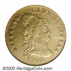 1798 $5 Large Eagle, Large 8, 13 Star Reverse--Scratched, Cleaned--ANACS. AU Details, Net XF40.