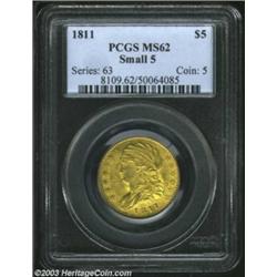 1811 $5 Small 5 MS62 PCGS.