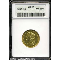 1836 $5 AU55 ANACS.