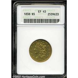 1838 $5 XF45 ANACS.