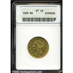 1839 $5 XF45 ANACS.