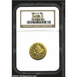 1844-D $5 AU58 NGC.