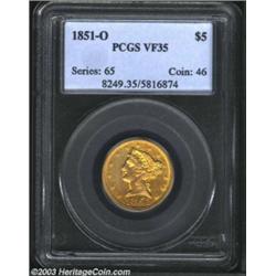 1851-O $5 VF35 PCGS.