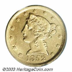 1852-D $5 AU55 PCGS.
