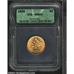 1900 $5 MS63 ICG.