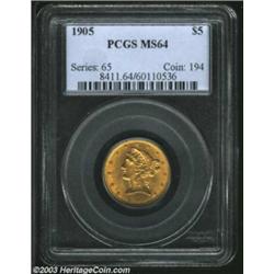 1905 $5 MS64 PCGS.