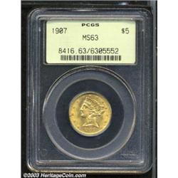 1907 $5 MS63 PCGS.