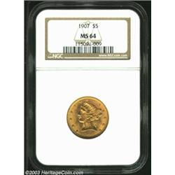 1907 $5 MS64 NGC.