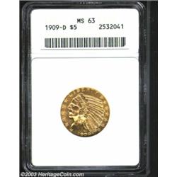 1909-D $5 MS63 ANACS.