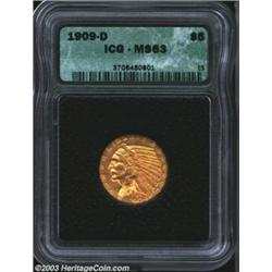 1909-D $5 MS63 ICG.