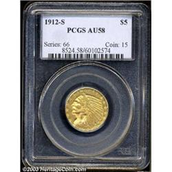 1912-S $5 AU58 PCGS.