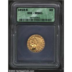 1915-S $5 MS61 ICG.