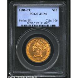 1881-CC $10 AU55 PCGS.
