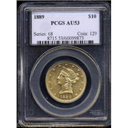 1889 $10 AU53 PCGS.