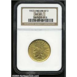 1907 $10 No Motto MS61 NGC.