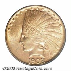 1908-D $10 No Motto MS63 PCGS.