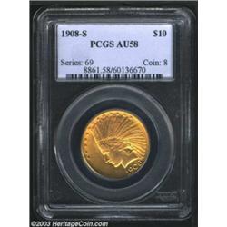 1908-S $10 AU58 PCGS.